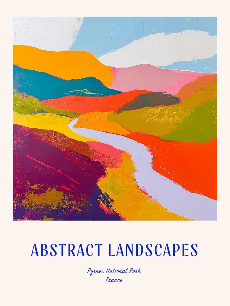 Colourful Abstract Pyrnes National Park France 4 Poster Blue