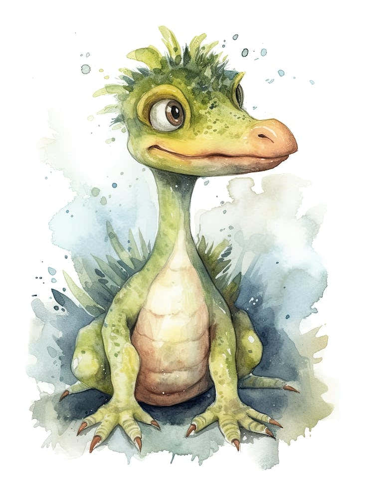 Suchomimus Cute Dinosaur Watercolour 2