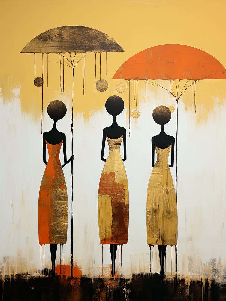 Three Women With Umbrellas | Boho Style