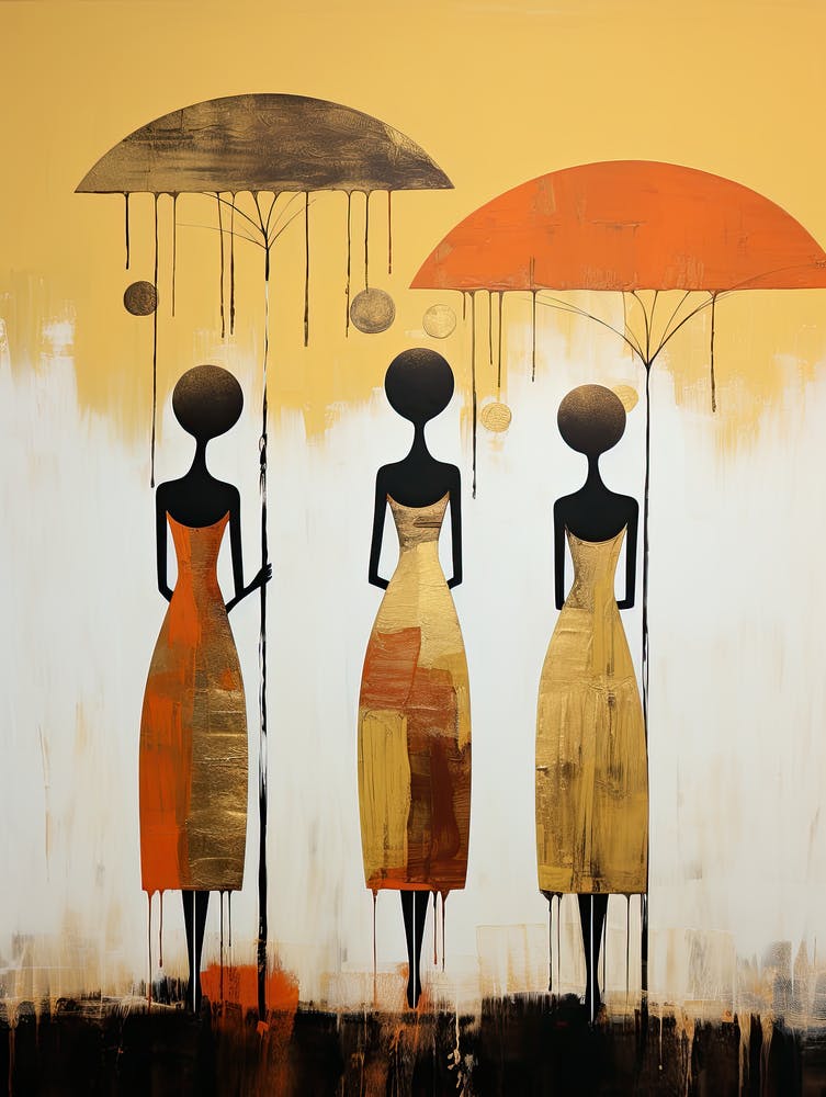Three Women With Umbrellas | Boho Style