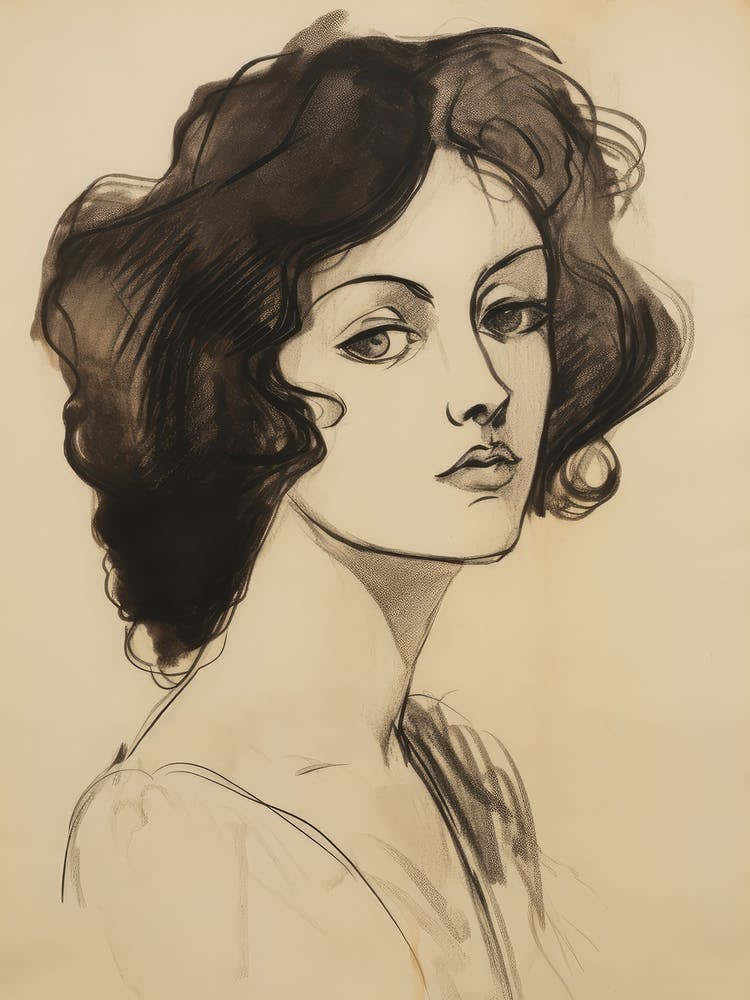 Abstract Woman Portrait Sketch