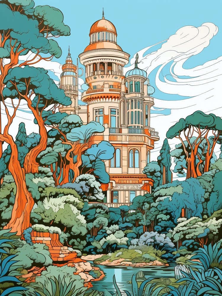 Giardini Botanici Villa Taranto Italy Modern Illustration 2