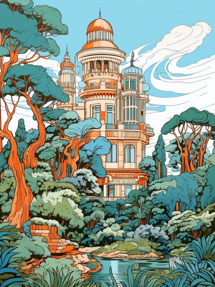 Giardini Botanici Villa Taranto Italy Modern Illustration 2