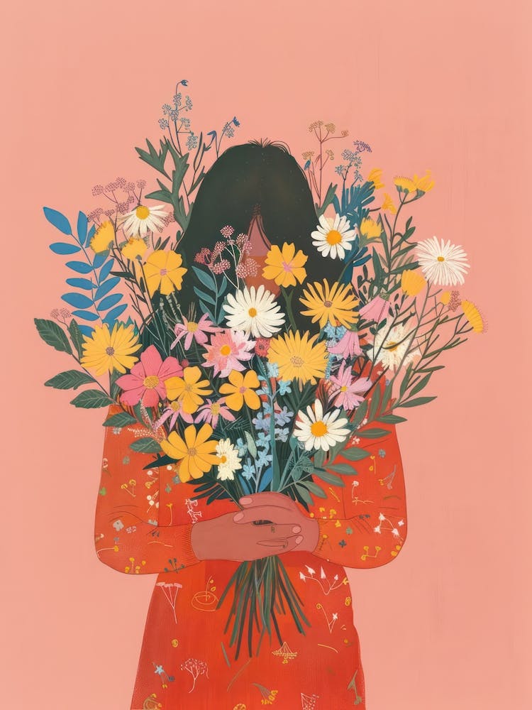 Spring Girl With Wild Flowers 3