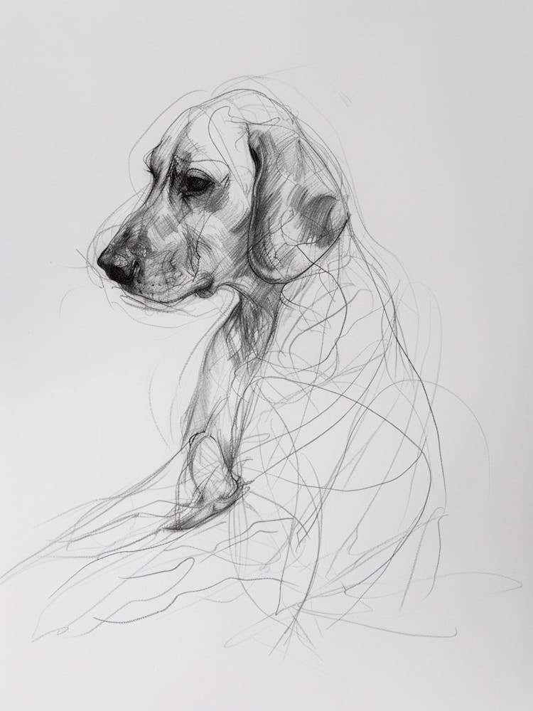 Minimalist Beagle Dog Charcoal Line 3