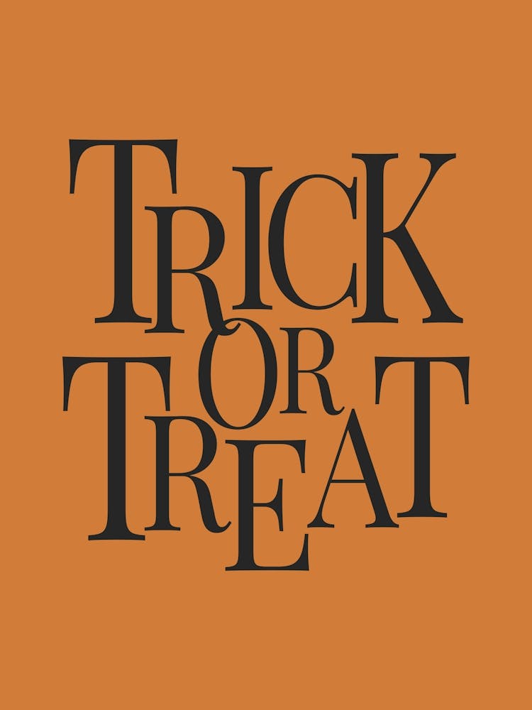 Modern Trick Or Treat Typography - Black & Orange