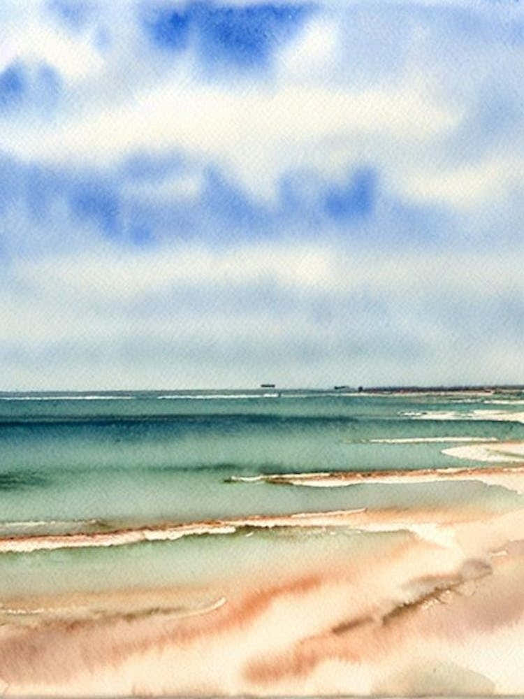 Plage Du Touquet, France Watercolour