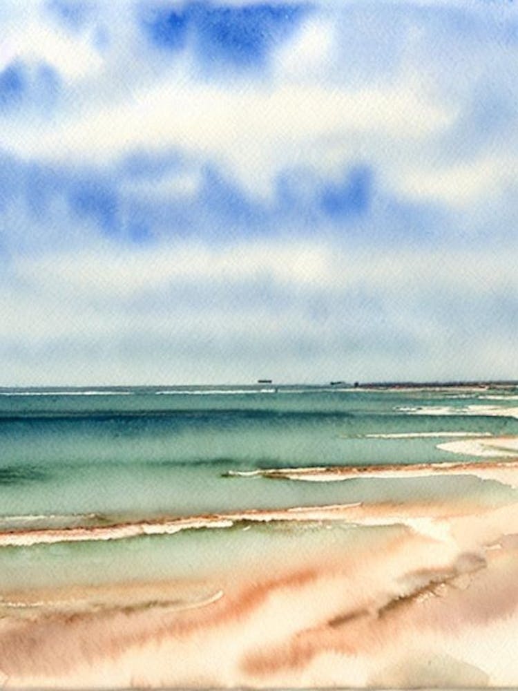 Plage Du Touquet, France Watercolour
