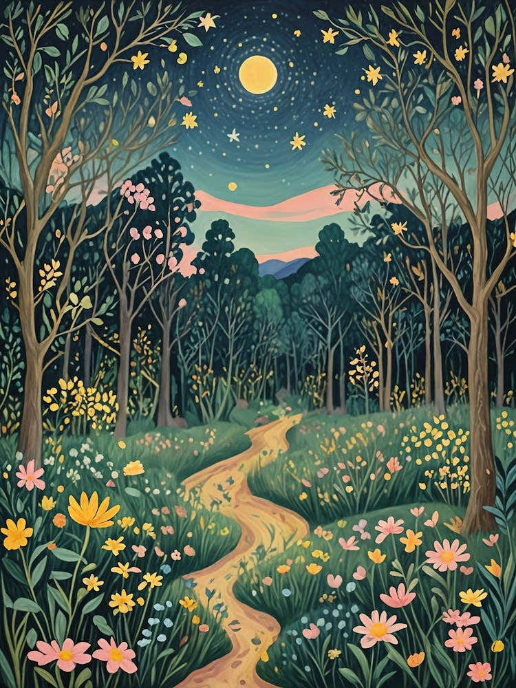 Forest Flowers At Night