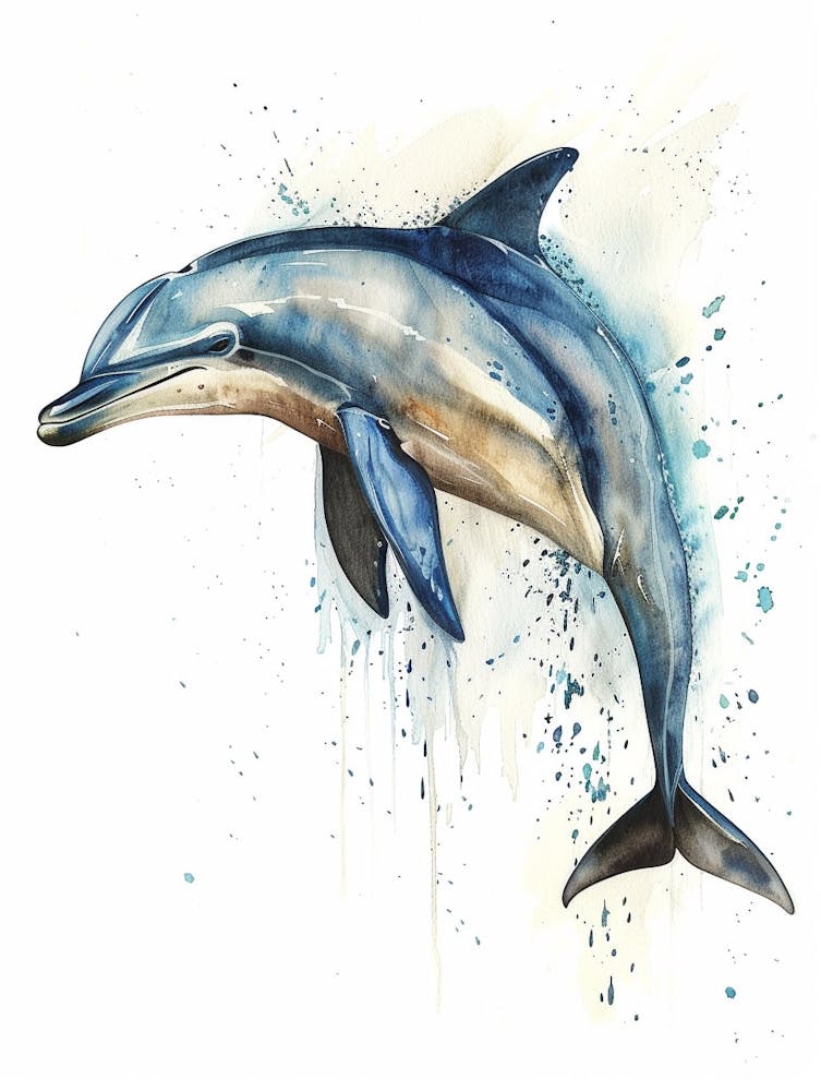 Dolphin Pastel Watercolour 1