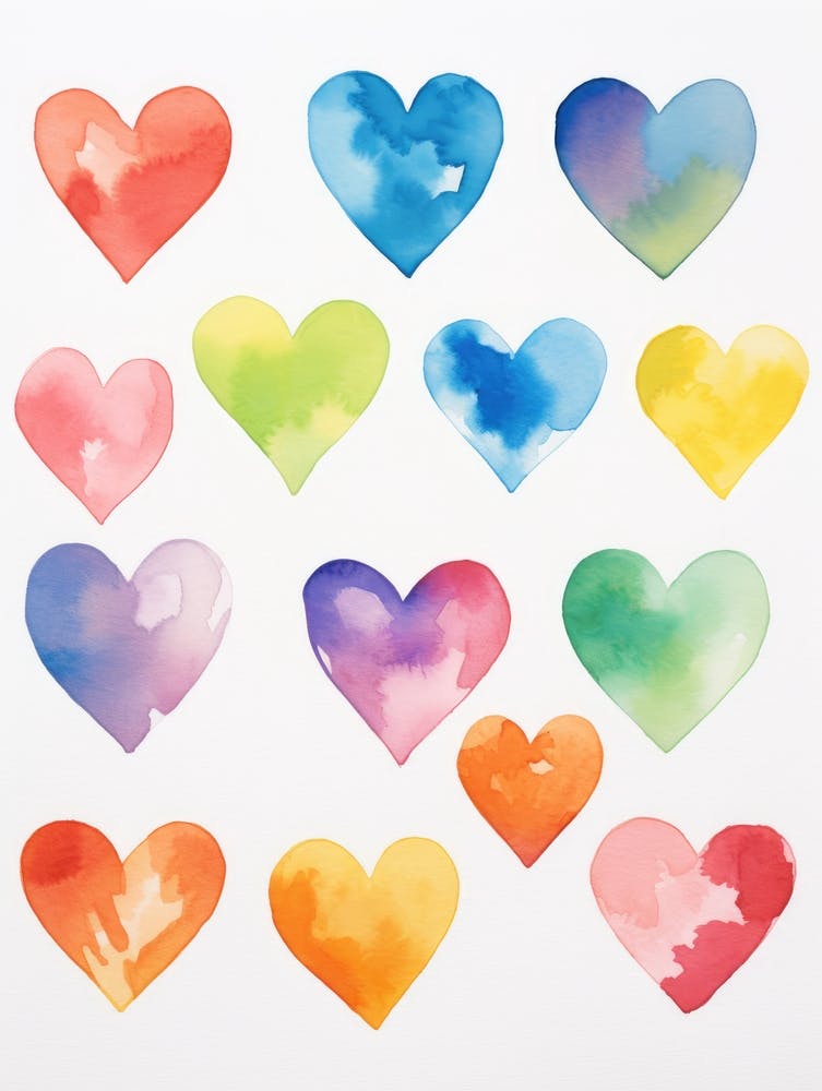 Watercolor Hearts 9