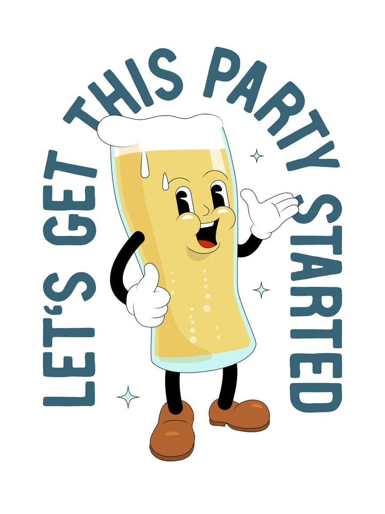 'Let This Party Get Started' retro bar decor