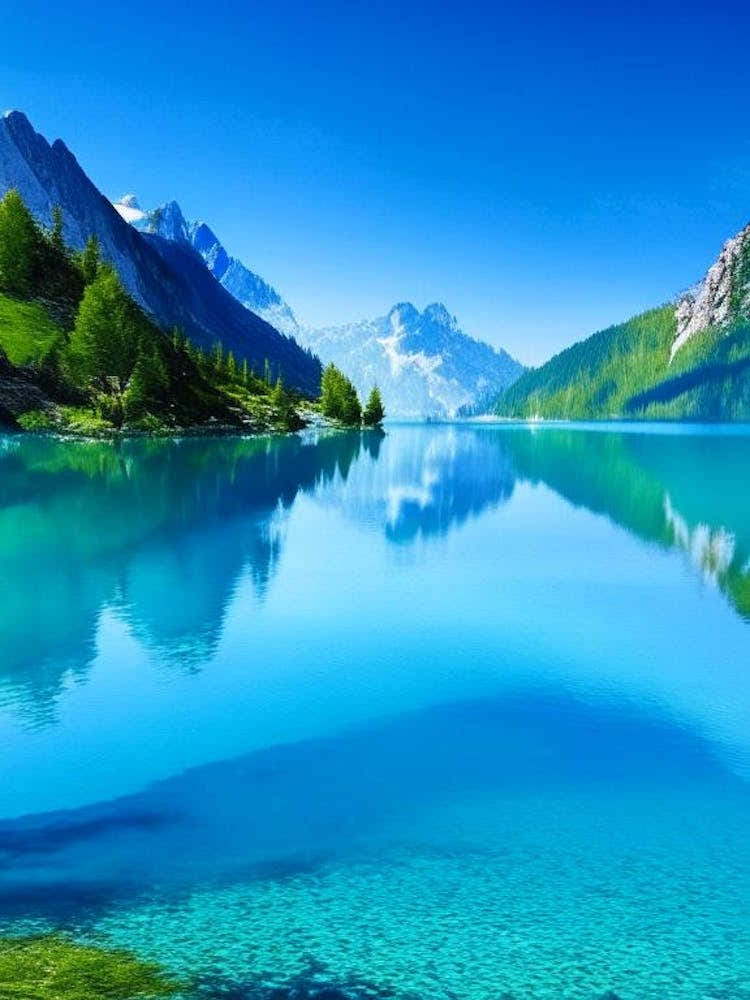 Crystal Clear Blue Lake Landscapes Waterscape Photography 1