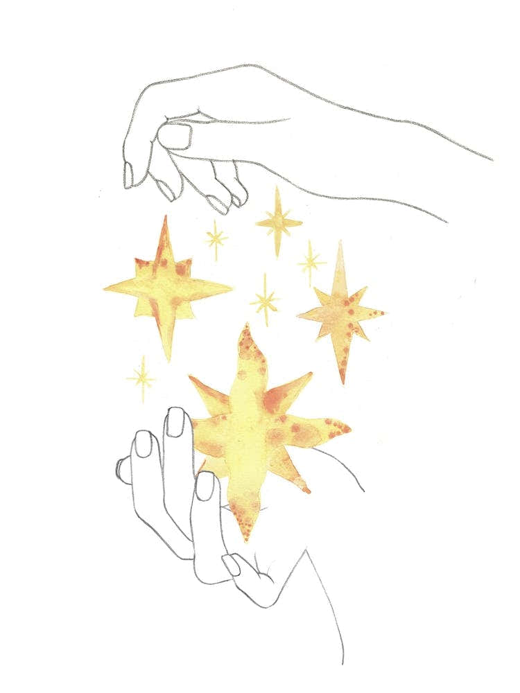 Starry Night, stars in the hands