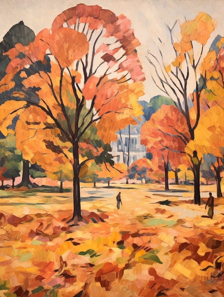 Autumn City Park Painting Yoyogi Park Tokyo 1