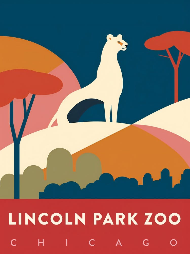 Lincoln Park Zoo Chicago Retro Poster 2