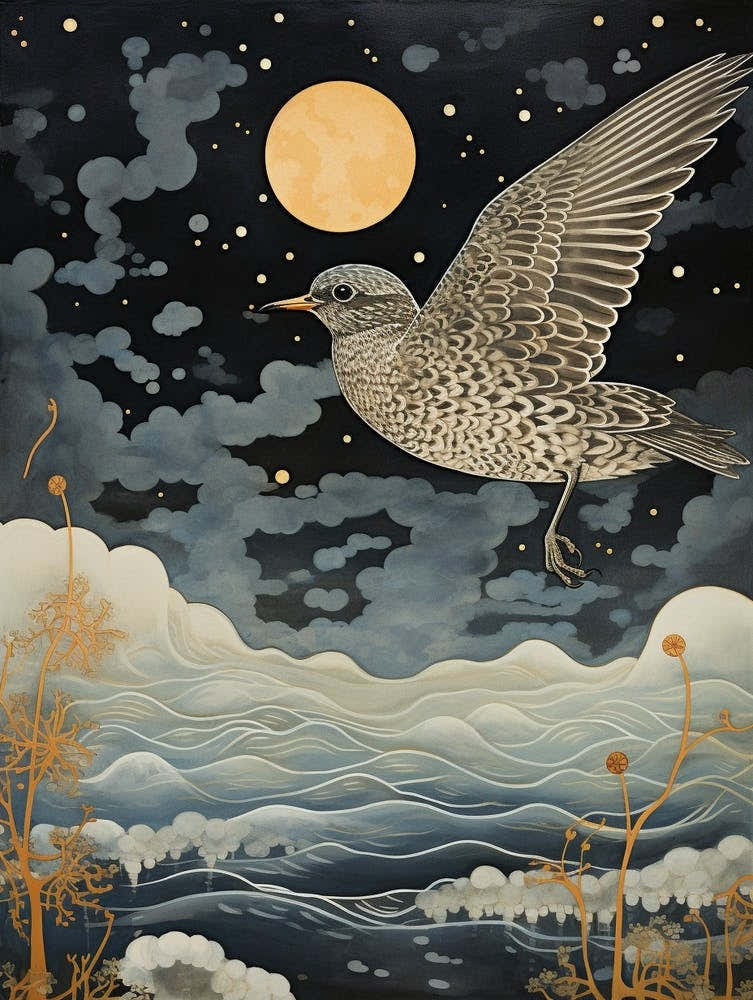 Grey Plover 1 Gold Detail Painting