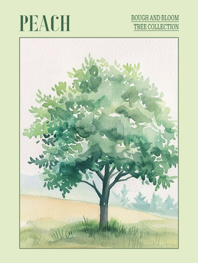 Peach Tree Atmospheric Watercolour Painting 1 Poster