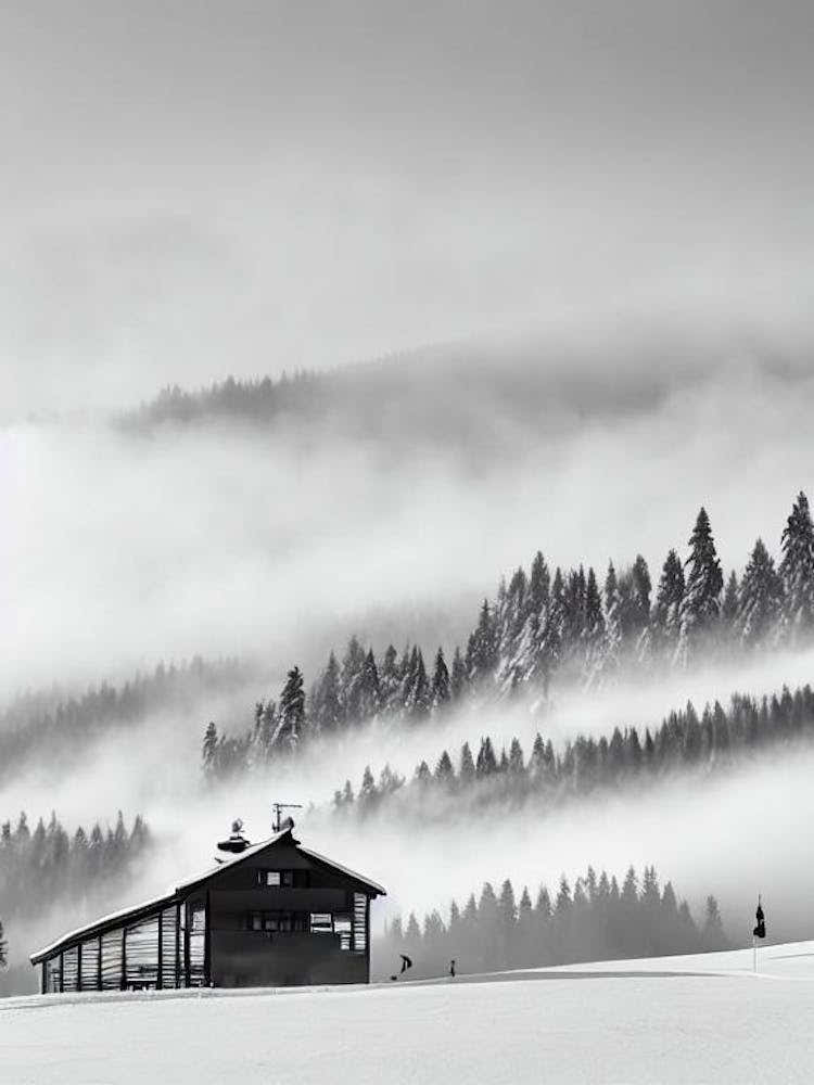 Jasna, Slovakia Black And White Skiing Poster