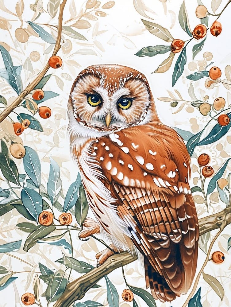 Northern Saw Whet Owl Marker Drawing 6