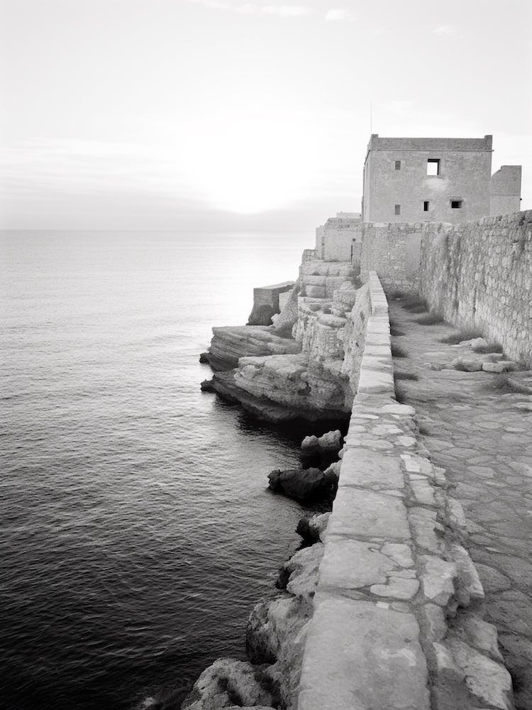 Polignano A Mare, Italy, Black And White Photography 3
