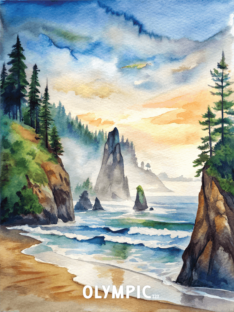 Olympic National Park Watercolor Painting