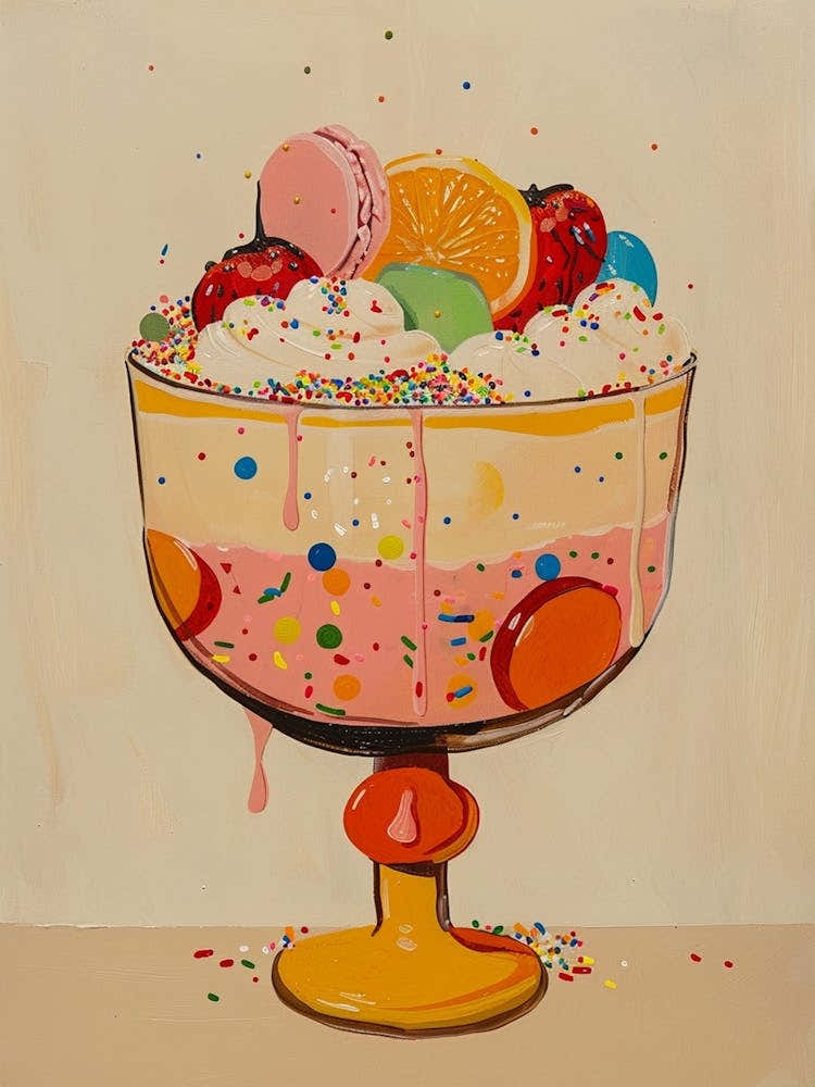 Trifle With Rainbow Sprinkles Beige Painting 3