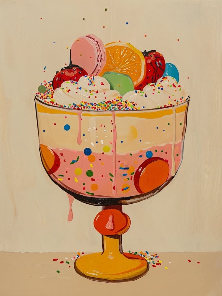 Trifle With Rainbow Sprinkles Beige Painting 3