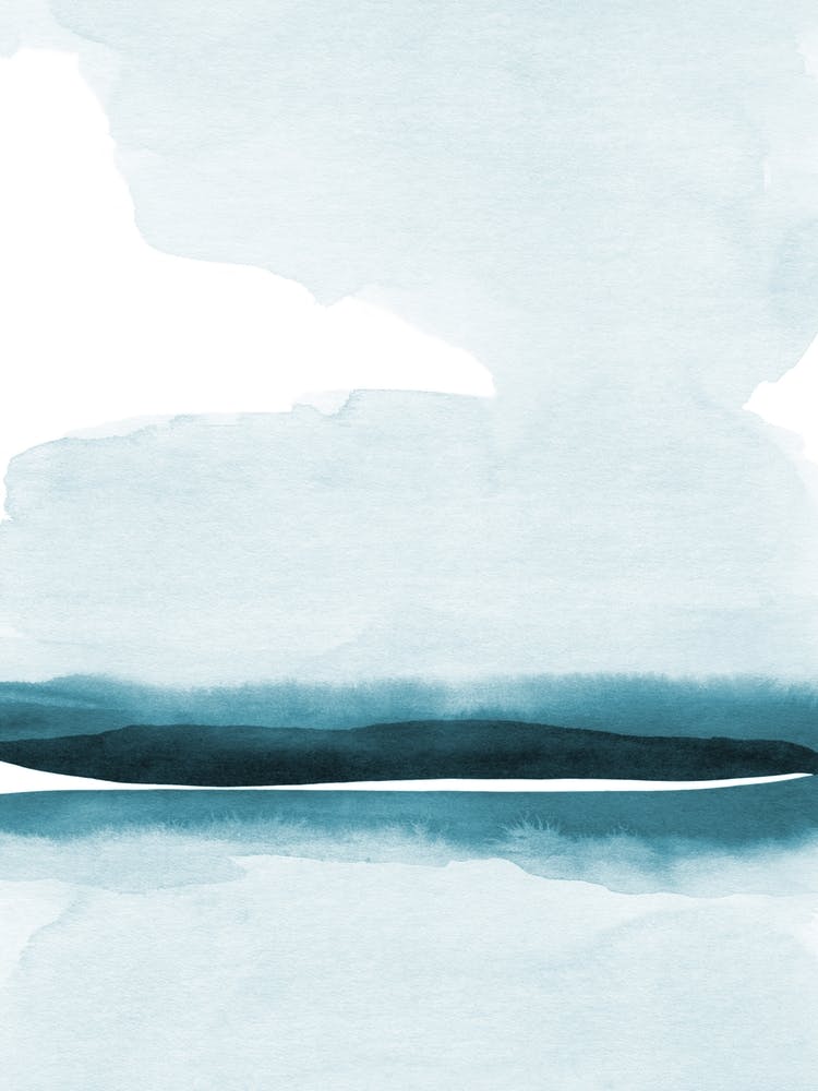 Minimal Watercolor Landscape Dark Teal