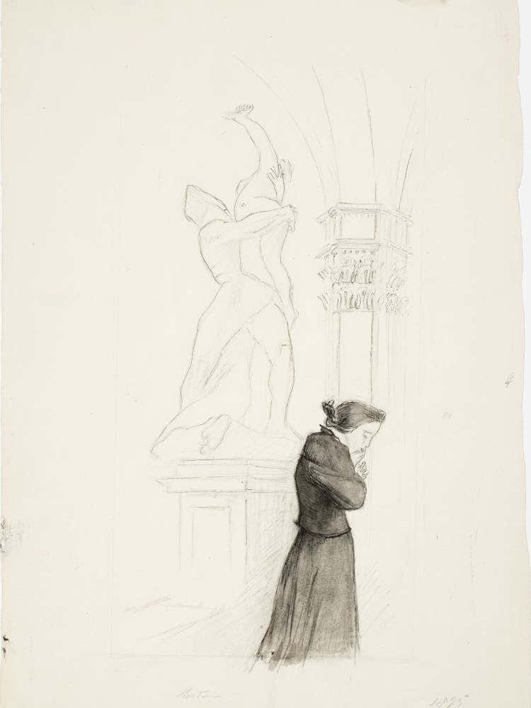 Tummapukuinen Nainen By Magnus Enckell