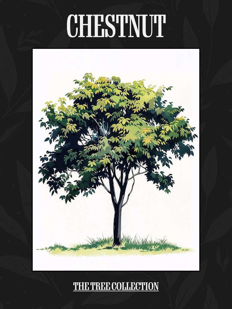 Chestnut Tree Pixel Illustration 4 Poster