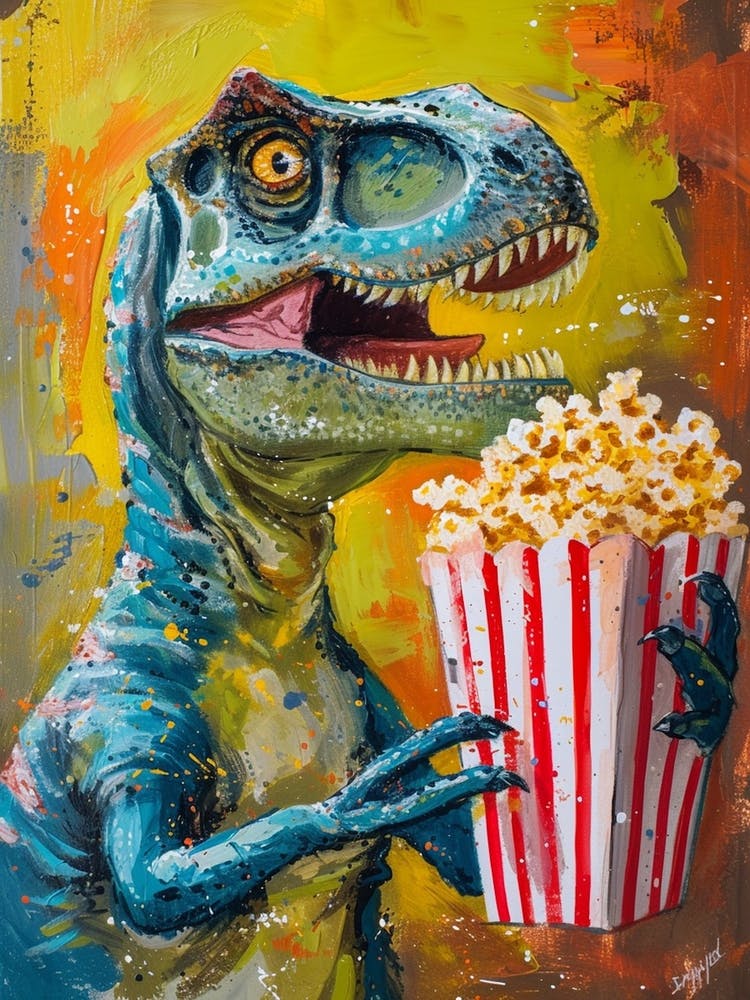 Dinosaur With Popcorn Brushstroke 3