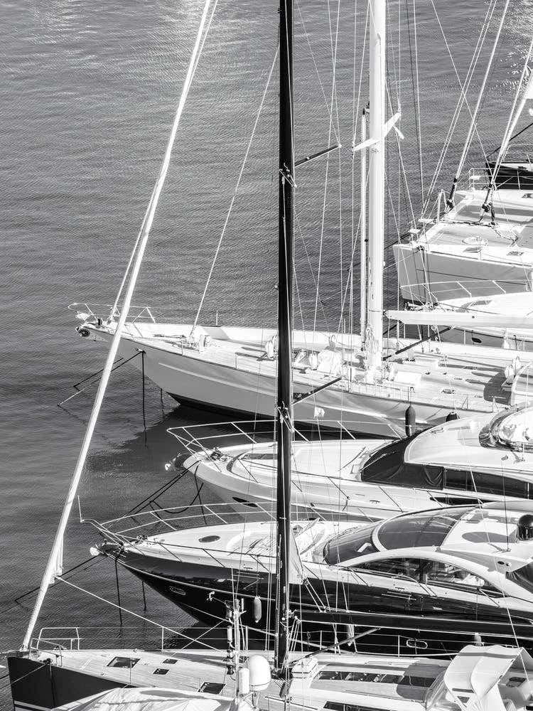 Black And White Photo Of Yachts