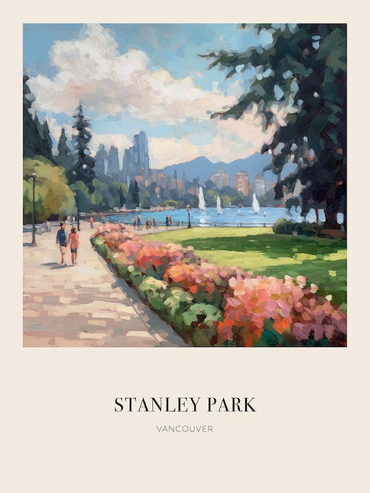Stanley Park Vancouver 2 Vintage Cezanne Inspired Poster