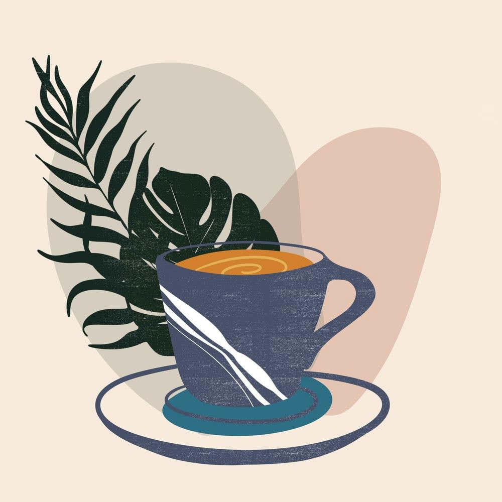 Coffee Cup With Leaves