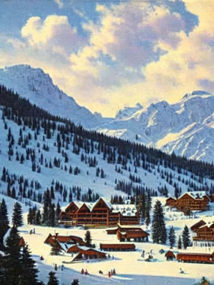 Lech Zürs, Austria Ski Resort Vintage Landscape 2 Skiing Poster