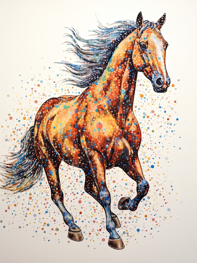 A Horse Painting In The Style Of Pointillism 2
