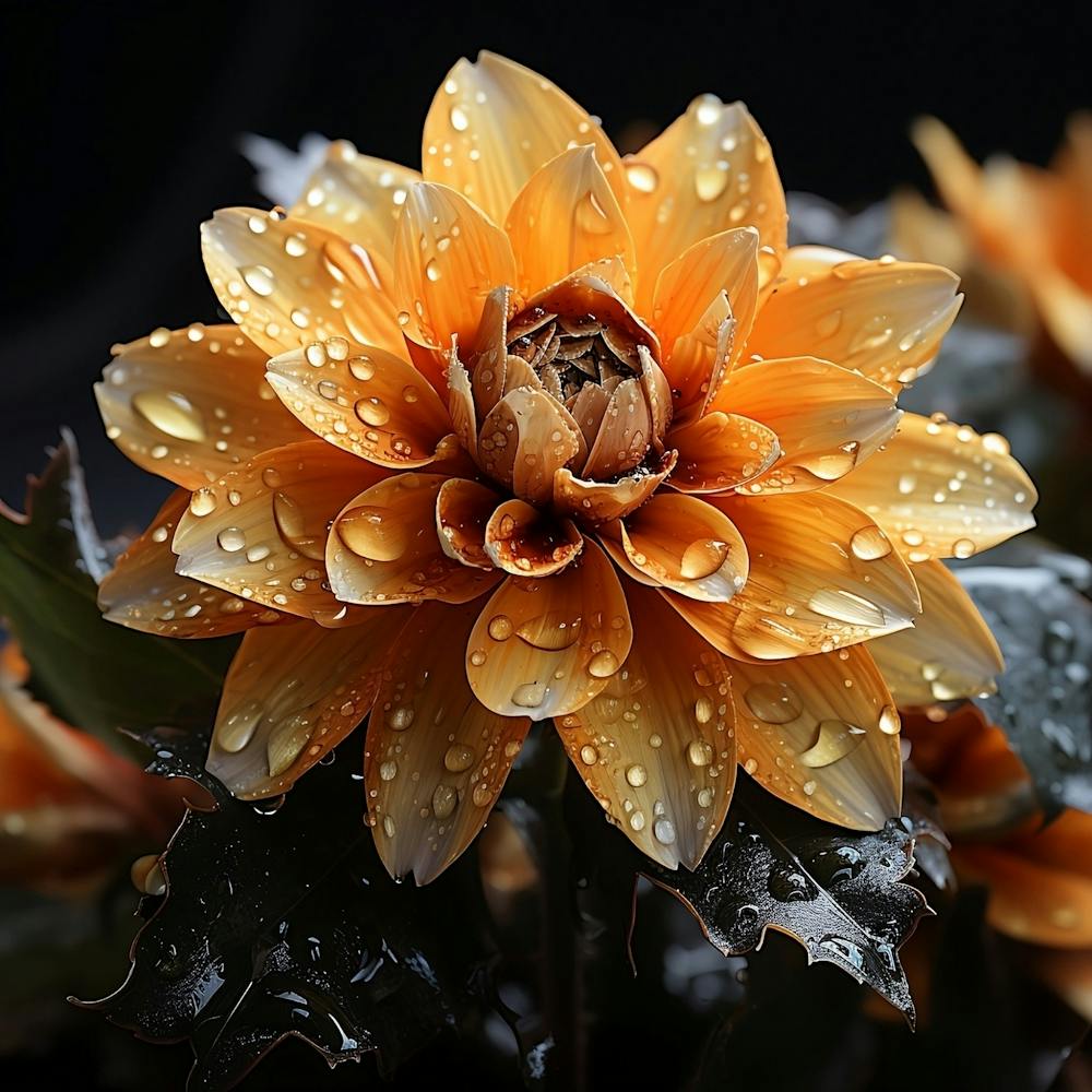 Dahlias In The Rain