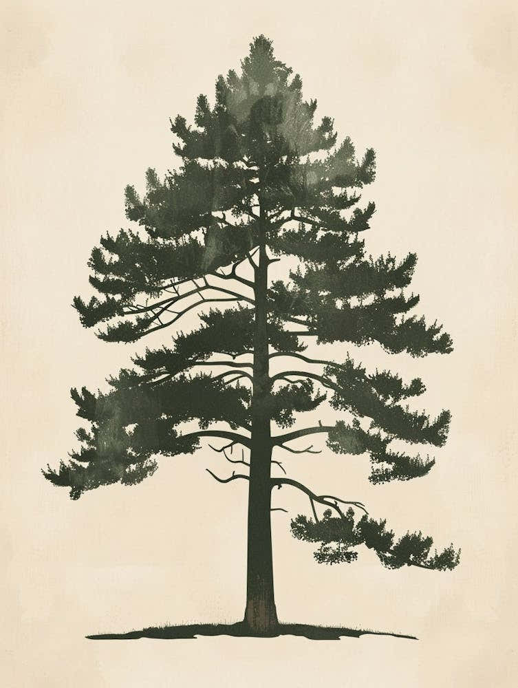 Cedar Tree Minimal Japandi Illustration 4