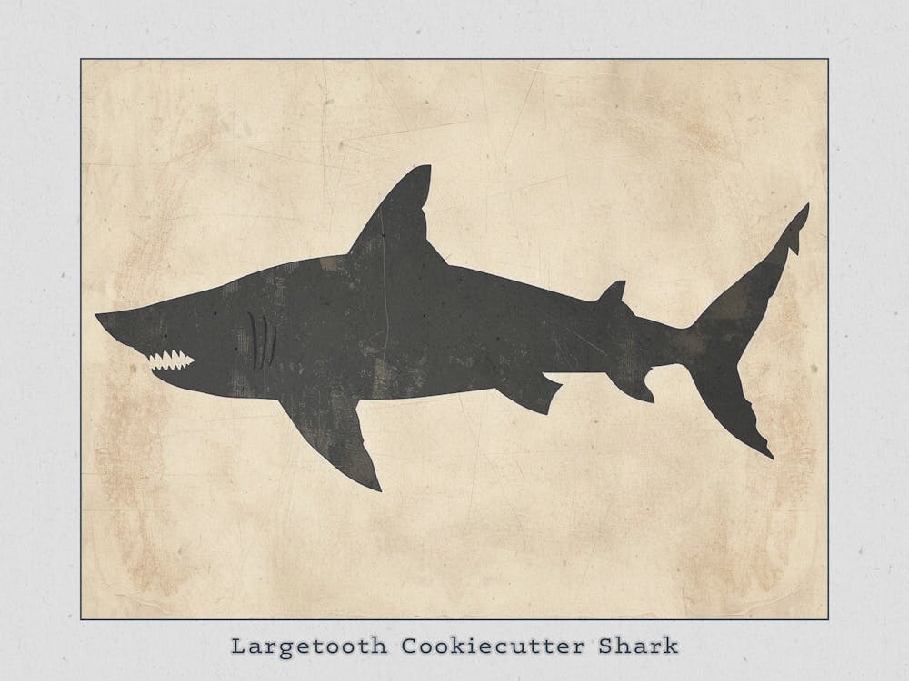 Largetooth Cookiecutter Shark Silhouette 1 Poster
