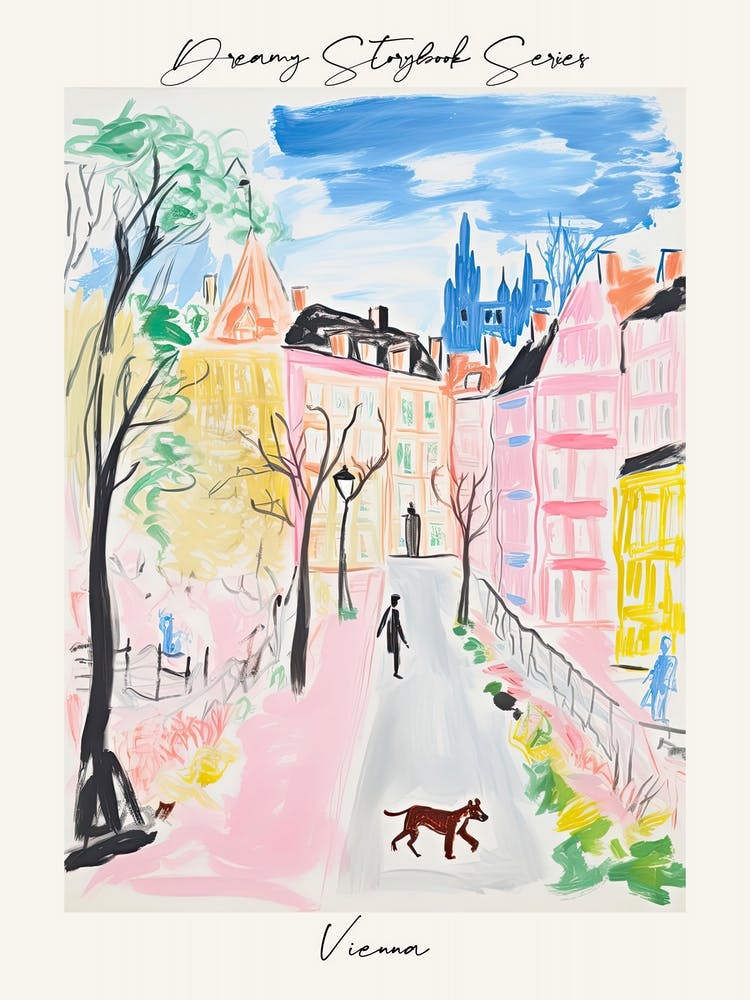 Poster Of Vienna, Dreamy Storybook Illustration 2