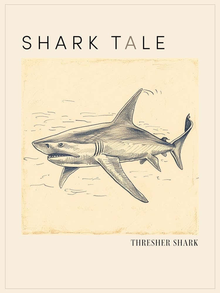 Thresher Shark Vintage Illustration 2 Poster