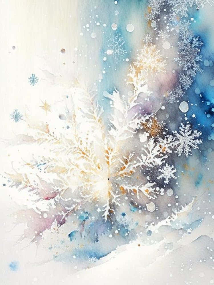 Falling, Snowflakes, Storybook Watercolours 3