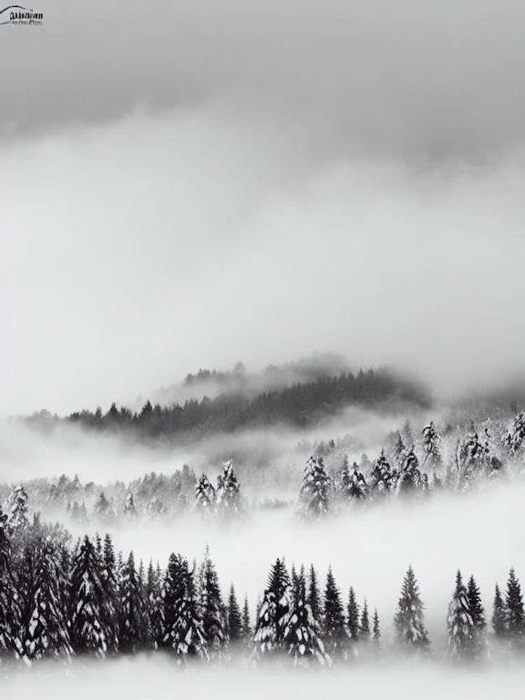 Myoko Kogen, Japan Black And White Skiing Poster