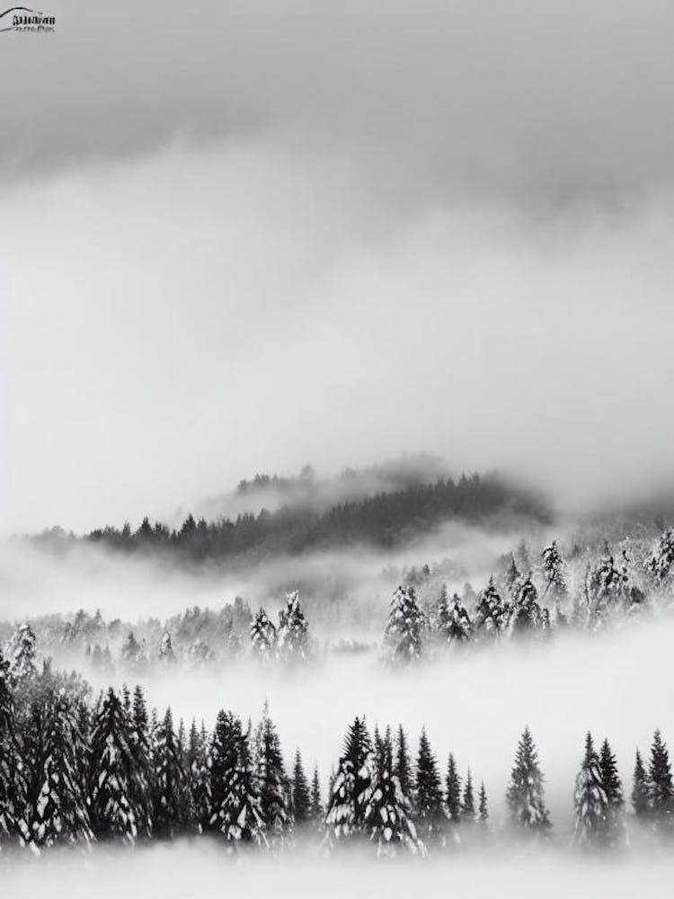 Myoko Kogen, Japan Black And White Skiing Poster