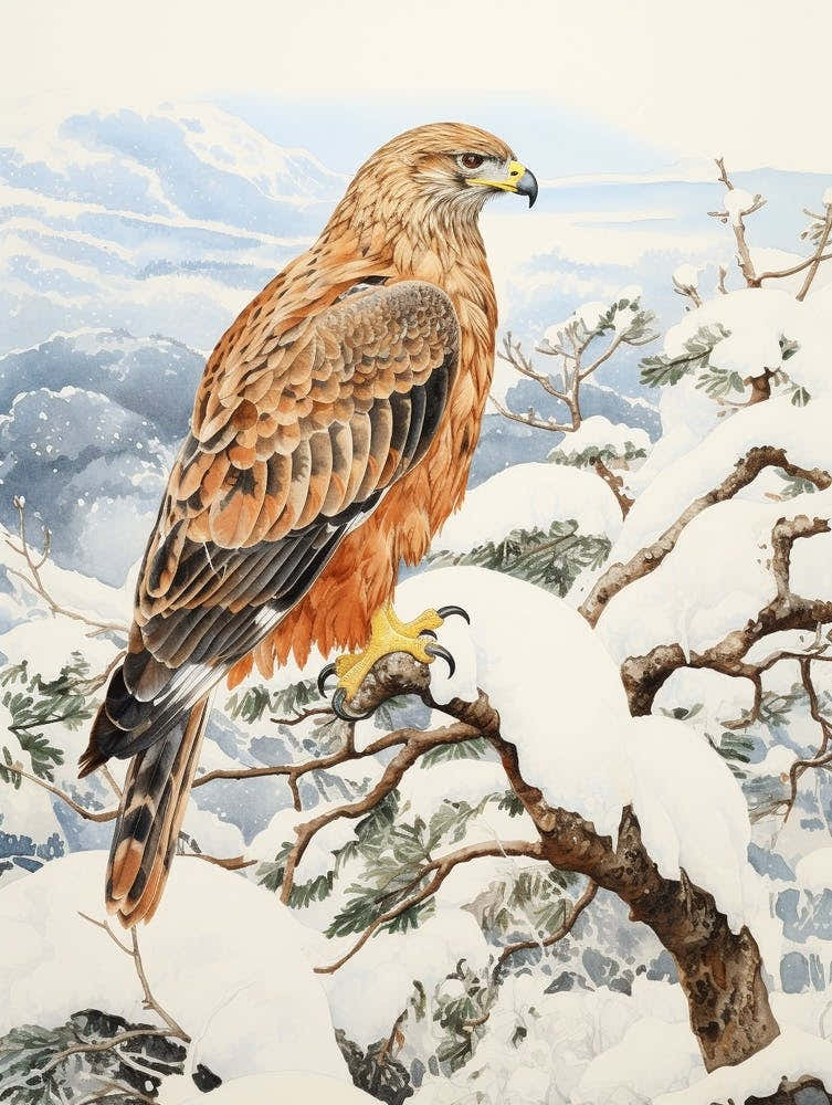 Winter Bird Painting Golden Eagle 3