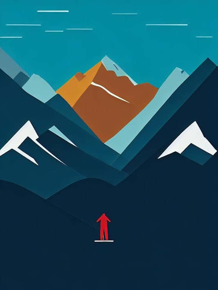 Sölden, Austria Modern Illustration Skiing Poster