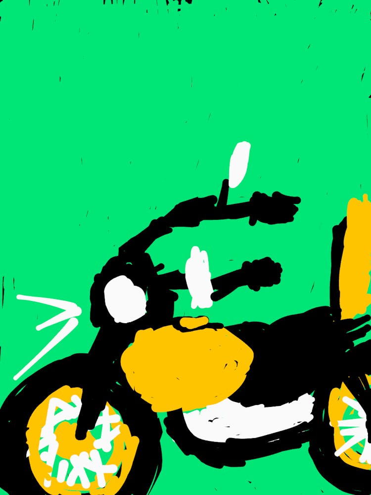 Motorcycle On A Green Background