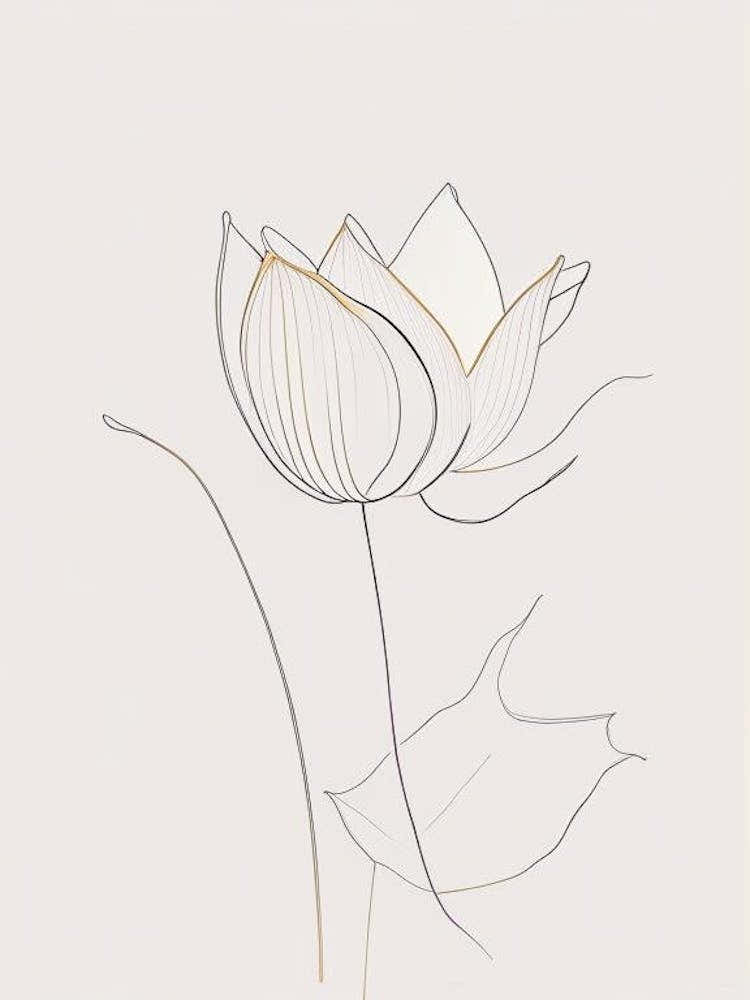 Early Lotus Minimal Line Drawing 3