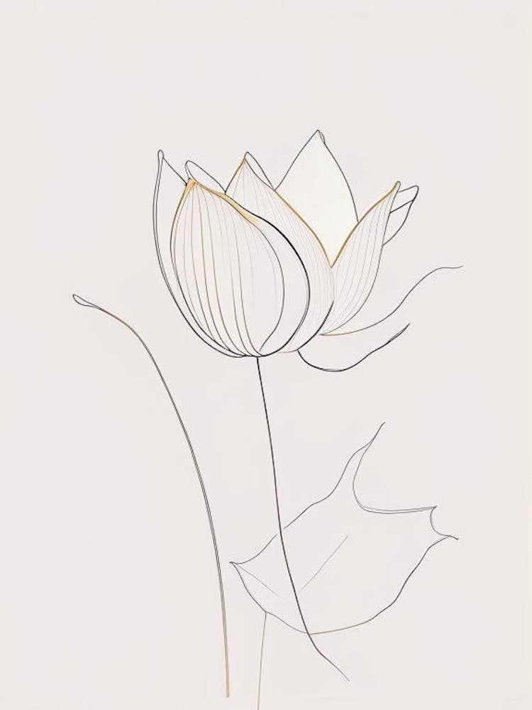 Early Lotus Minimal Line Drawing 3